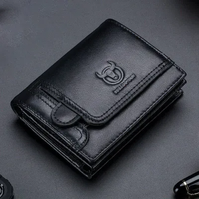 Cow Leather Multi-Function Black Vertical Wallet GB401