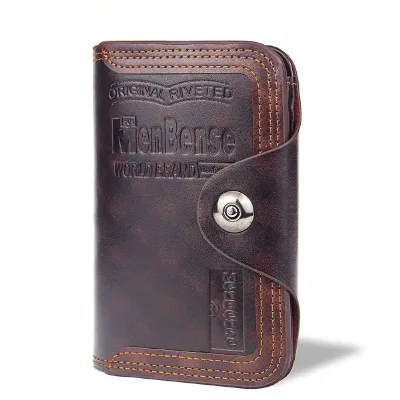 Genuine Leather Magnetic Buckle Dark Brown Key Bag GB418