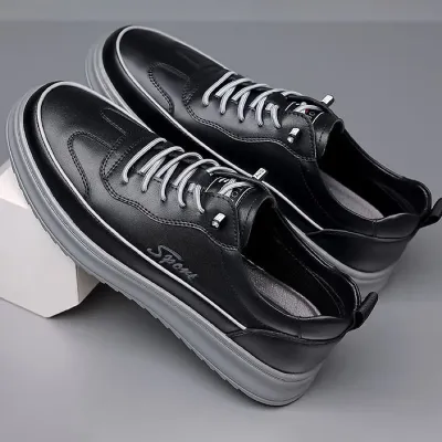 Genuine Leather Black Casual Shoes GB493