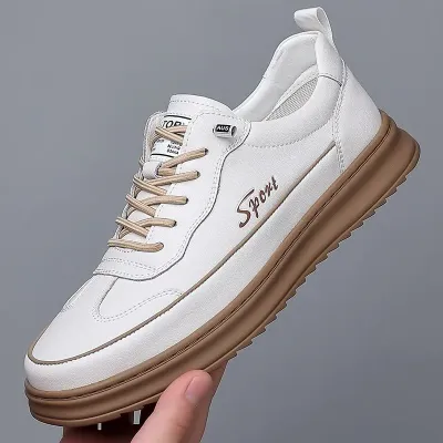 Genuine Leather White Casual Shoes GB494