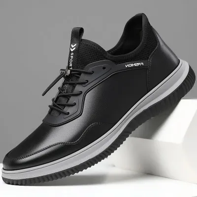 Genuine Leather Black Casual Shoes GB495