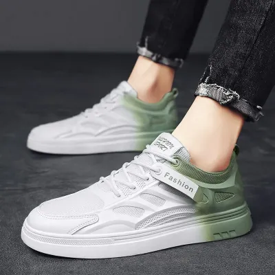 Premium Leather White Green Casual Shoes GB106