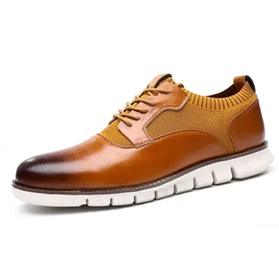 Lightweight Brown Leather Casual Shoes GB508