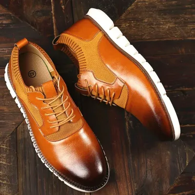 Lightweight Brown Leather Casual Shoes NFE03