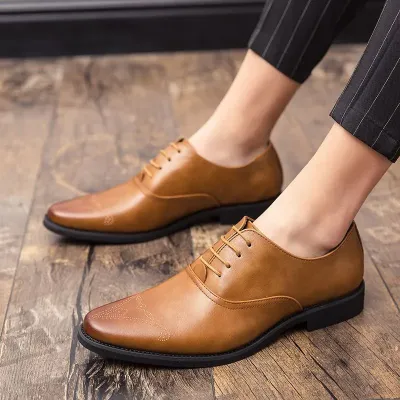 Pointed Toe British Trend Leather Formal Shoes GB531