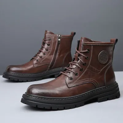 Cow Leather Coffee Color Tooling Boots GB575