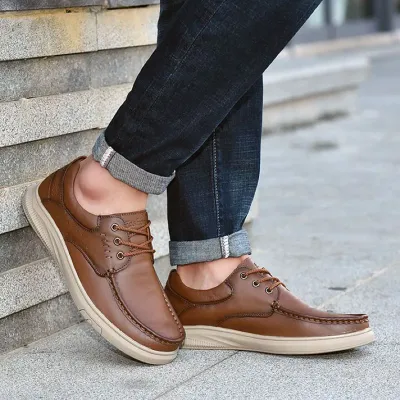 Genuine Leather Brown Casual Shoes NFE01