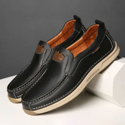 Genuine Leather Black Loafer NFE05