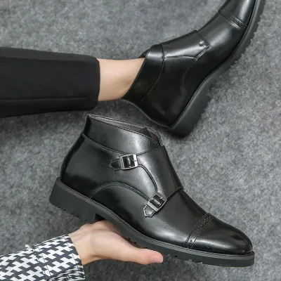 Genuine Leather High-Top Monk Boots NFE24