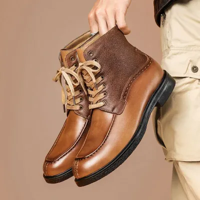 Genuine Leather Mid-Top Martin Boots NFE48