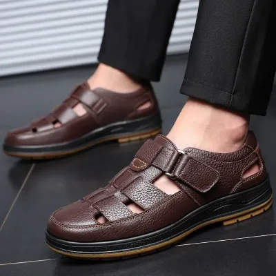 Genuine Leather Breathable Hollow Sandals NFE69