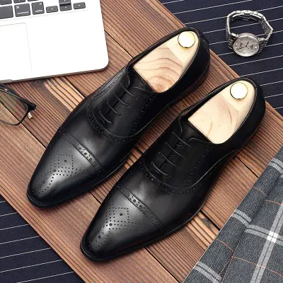 Genuine Leather Black Formal Shoes NFG50