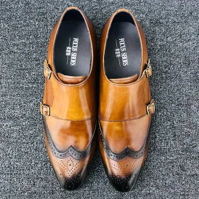 Genuine Leather Brown Monk Loafer  NFG114