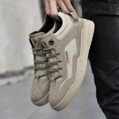 Genuine Leather Khaki Casual Shoes NFG54