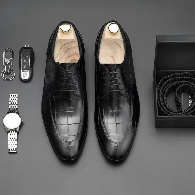 Genuine Leather Black Formal Shoes NFG56