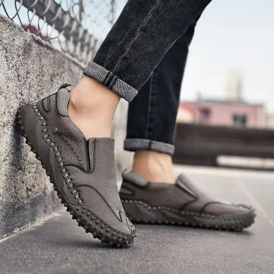 Genuine Leather Gray Loafer NFG61
