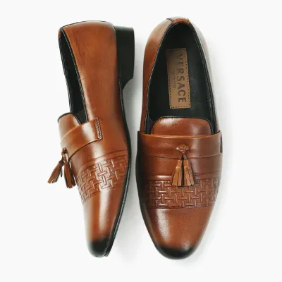 Genuine Leather Tassel Brown Loafer NFG105