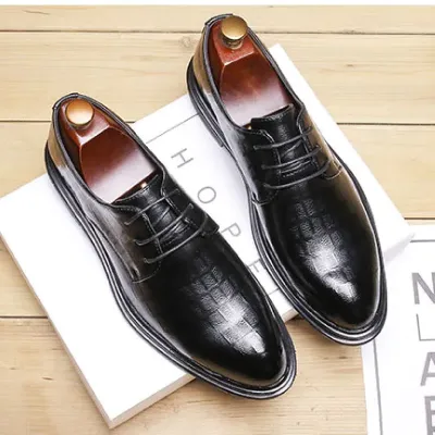  Leather Black Formal Shoes NFG102