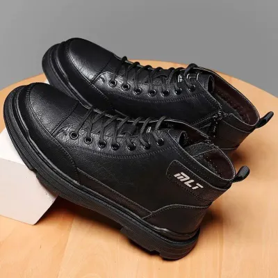 Genuine Leather Black Martin Boots NFG92
