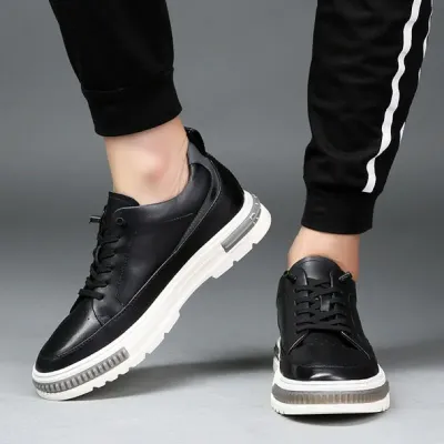 Genuine Leather Black Casual Shoes NFG72