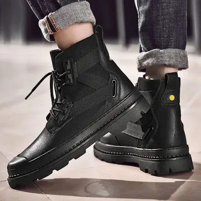 Genuine Leather Black Martin Boots NFG76