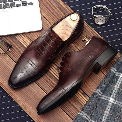 Genuine Leather Red Wine Formal Shoes NFG78