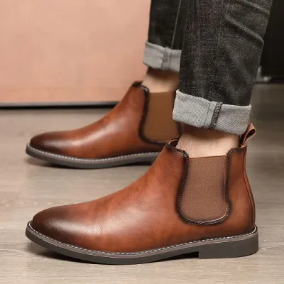 Mid Top Premium Leather Chelsea Boots NFE82