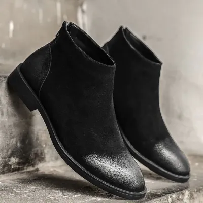 Genuine Leather Back Zipper Chelsea Boots NFE01