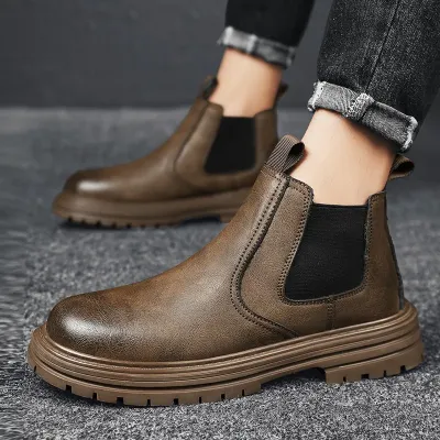 Genuine Leather Mid-Top Chelsea Boots NFE57
