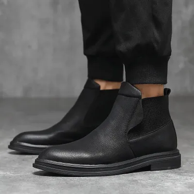 Pointed Black Chelsea Boots NFE106