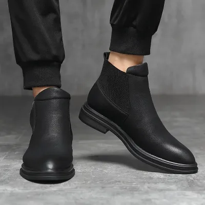 Pointed Black Chelsea Boots NFE106