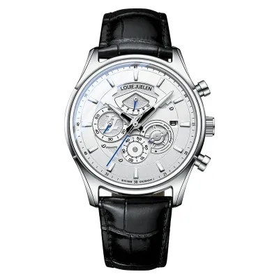 Luxury Leather Strap Multi dial Waterproof Calendar Man's Watches 