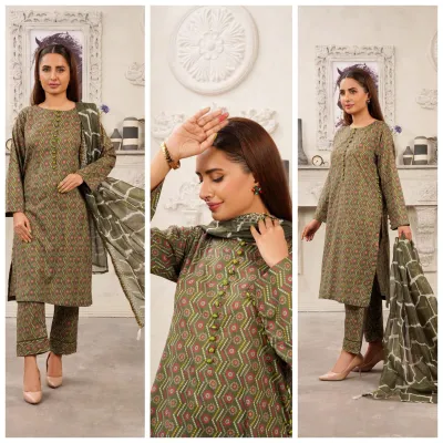 Pakistani Hayat's Stitched Cotton 3pcs _ Green 