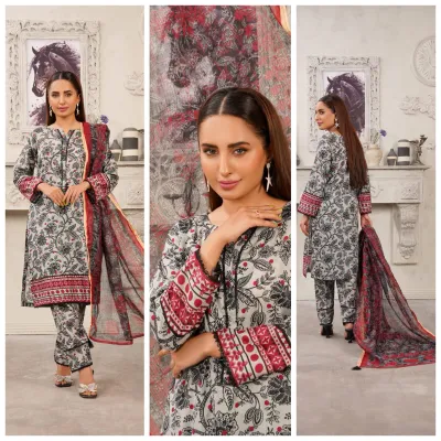 Pakistani Hayat's Stitched Cotton 3pcs _ Ash 