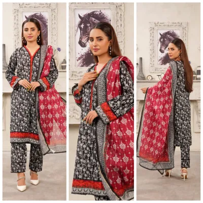 Pakistani Hayat's Stitched Cotton 3pcs _ Black 