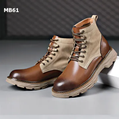 Genuine Leather Lace-up Martin Boots