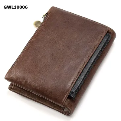 Kavis Double Zipper Genuine Leather Wallet