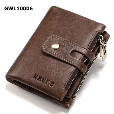 Kavis Double Zipper Genuine Leather Wallet