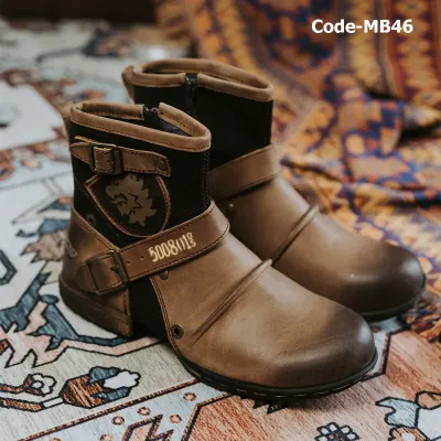 Premium Leather Metal Buckle Martin Boots