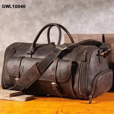 Genuine Leather Cross-Border Crazy Horse Travel Bag