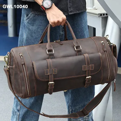 Genuine Leather Cross-Border Crazy Horse Travel Bag