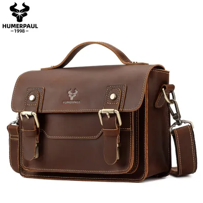 Foreign Trade Crazy Horse Crossbody Bag Men's