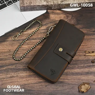 Crazy Horse Leather Cowhide Hand Latte Bracelet Wallet