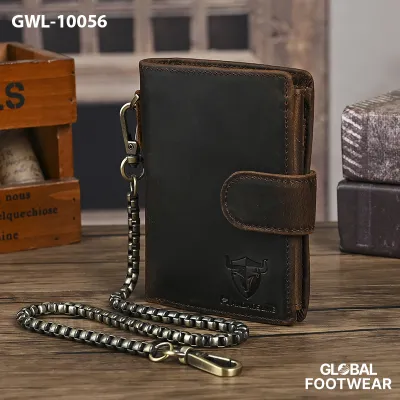 European Style Crazy Horse Leather Men's Vertical Wallet