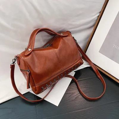 Soft Leather Boston Handbag