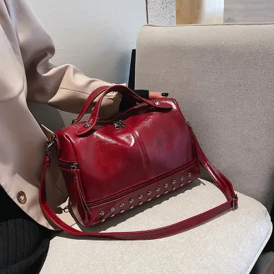Soft Leather Boston Handbag