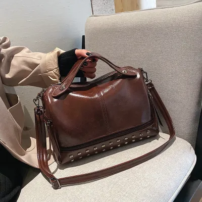 Soft Leather Boston Handbag