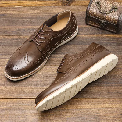 MEN'S ULTRALIGHT BROGUE CASUAL SHOES RETRO SPRING AND SUMMER COMFORTABLE LEATHER SHOES