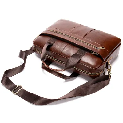 EUROPEAN AND AMERICAN MEN'S GENUINE LEATHER BUSINESS BAG