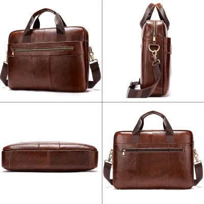 EUROPEAN AND AMERICAN MEN'S GENUINE LEATHER BUSINESS BAG